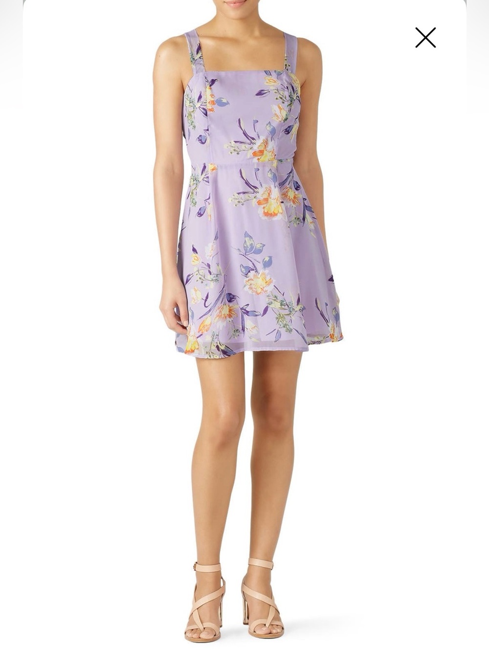 Louna Floral Tie Back Floral Dress Sundress Small Lilac Lavender Purple Flowers